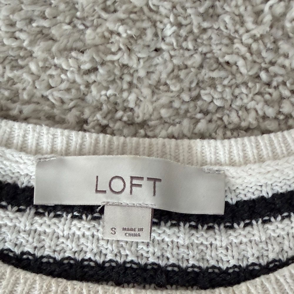 LOFT Monochrome Striped Crew Neck Sweater - Picture 2 of 4